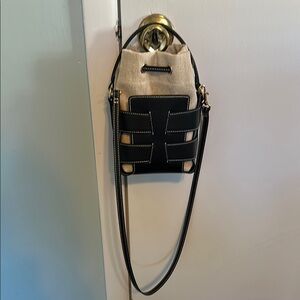 H & M canvas and faux leather phone bag